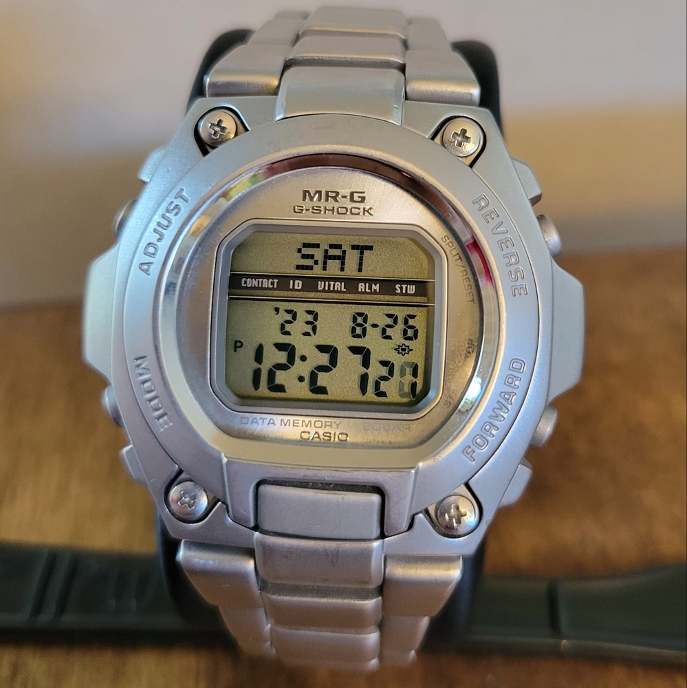 RARE 90's Vintage MR-G Stainless Steel G-Shock Digital Watch - MRG-200-7